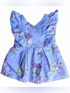 Janie and Jack Periwinkle Floral Ruffle Dress sz 6 12 month Formal Cotton Light